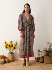 Marquee Lace Up Maxi Smock Dress - Charcoal