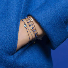 6.7" Classic Gigi Bracelet - Neon Blue + Yellow Gold