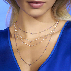 21.7" Mini Gigi 5 Diamond Necklace - Lapis + Yellow Gold
