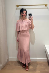 Luna Pleated Frill Skirt - Dusty Pink