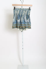 Arcadia Paisley Shirred Waist Short - Lazuli