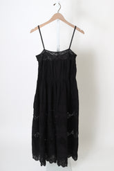 The Rosette Crochet Dress - Black