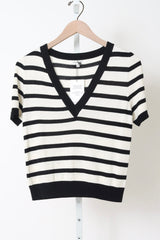 Luxe Emerson Knit Top - Mariner Stripe Tencel + Cashmere