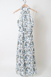 Mackey Paisley Halter Midi Dress - Dove White Multi