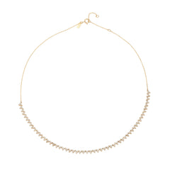 Diamond Cluster Half Riviera Necklace - 14K Yellow Gold (By Special Order)