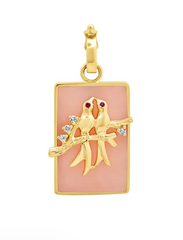Small Lovebirds Pendant - Pink Opal