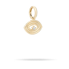 Groovy Large Diamond Evil Eye Charm - 14K Yellow Gold (By Special Order)
