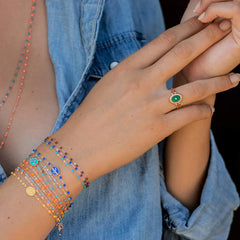 6.7" Classic Gigi Bracelet - Neon Blue + Yellow Gold