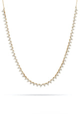 Diamond Cluster Half Riviera Necklace - 14K Yellow Gold (By Special Order)