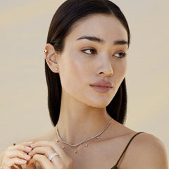 Diamond Cluster Half Riviera Necklace - 14K Yellow Gold (By Special Order)