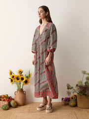 Marquee Lace Up Maxi Smock Dress - Charcoal