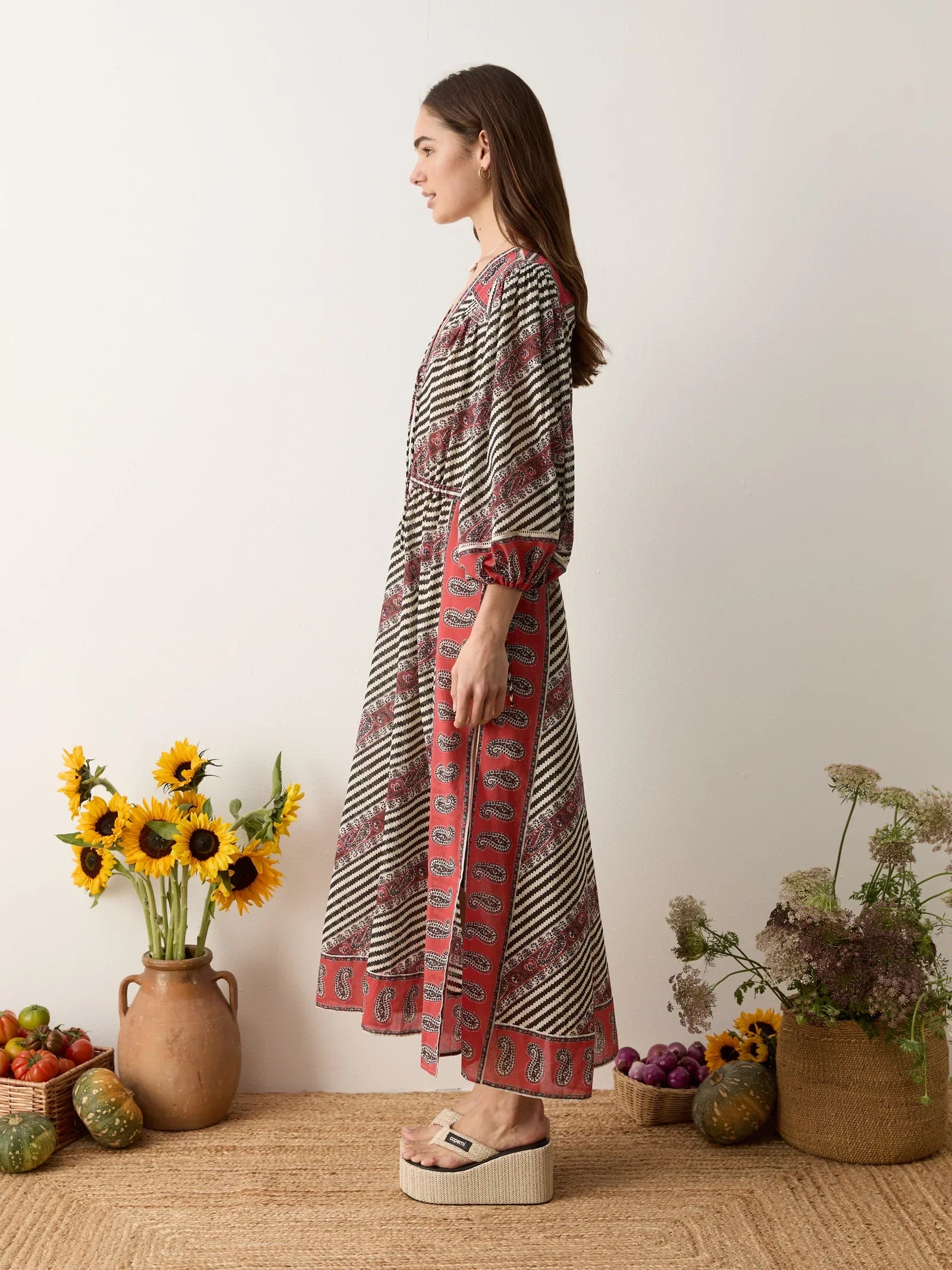Marquee Lace Up Maxi Smock Dress - Charcoal