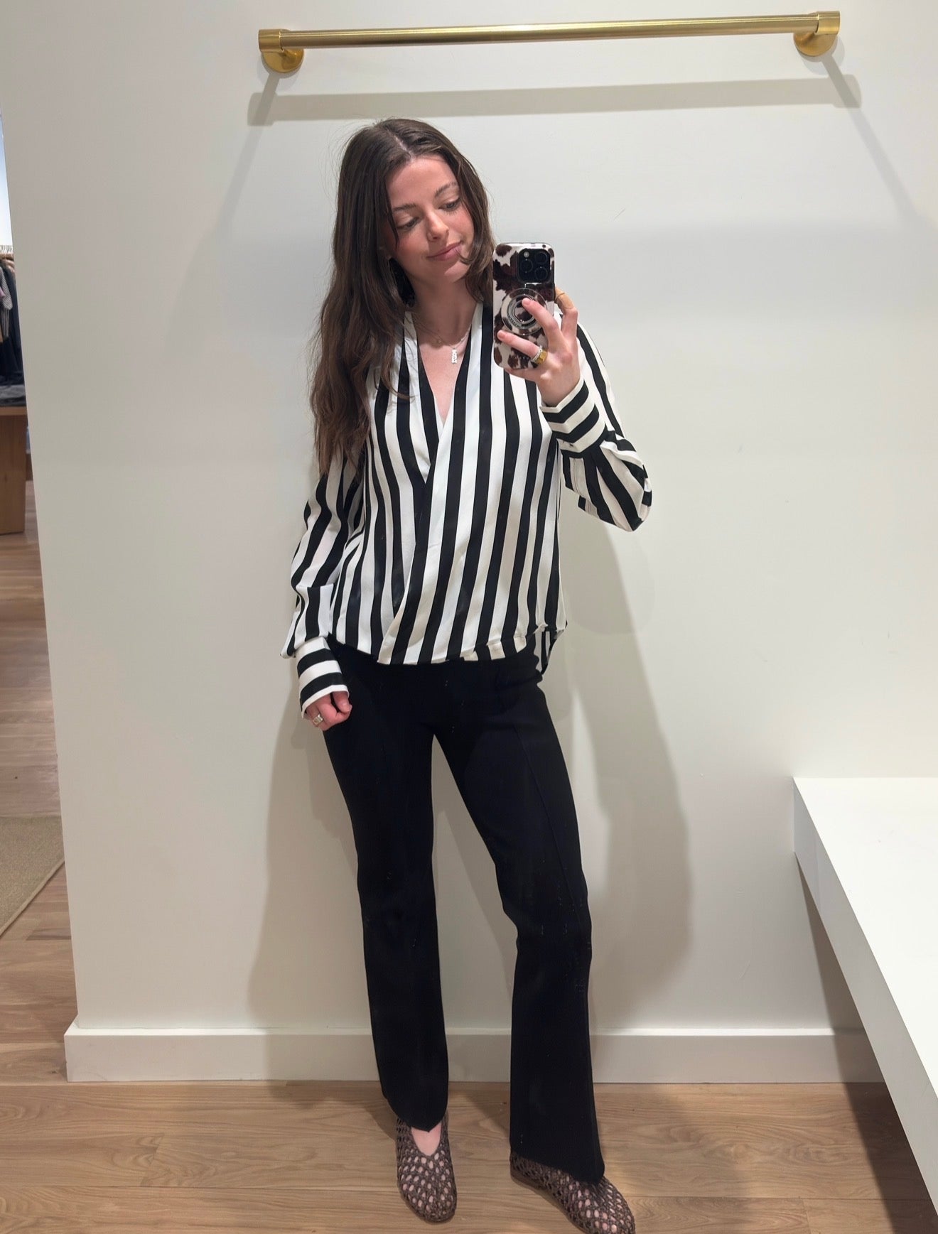 Criss Cross Shirt - White/Black Stripes