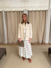 The Highland Skirt - Cream w/ Blue Polka Dots