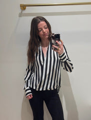 Criss Cross Shirt - White/Black Stripes