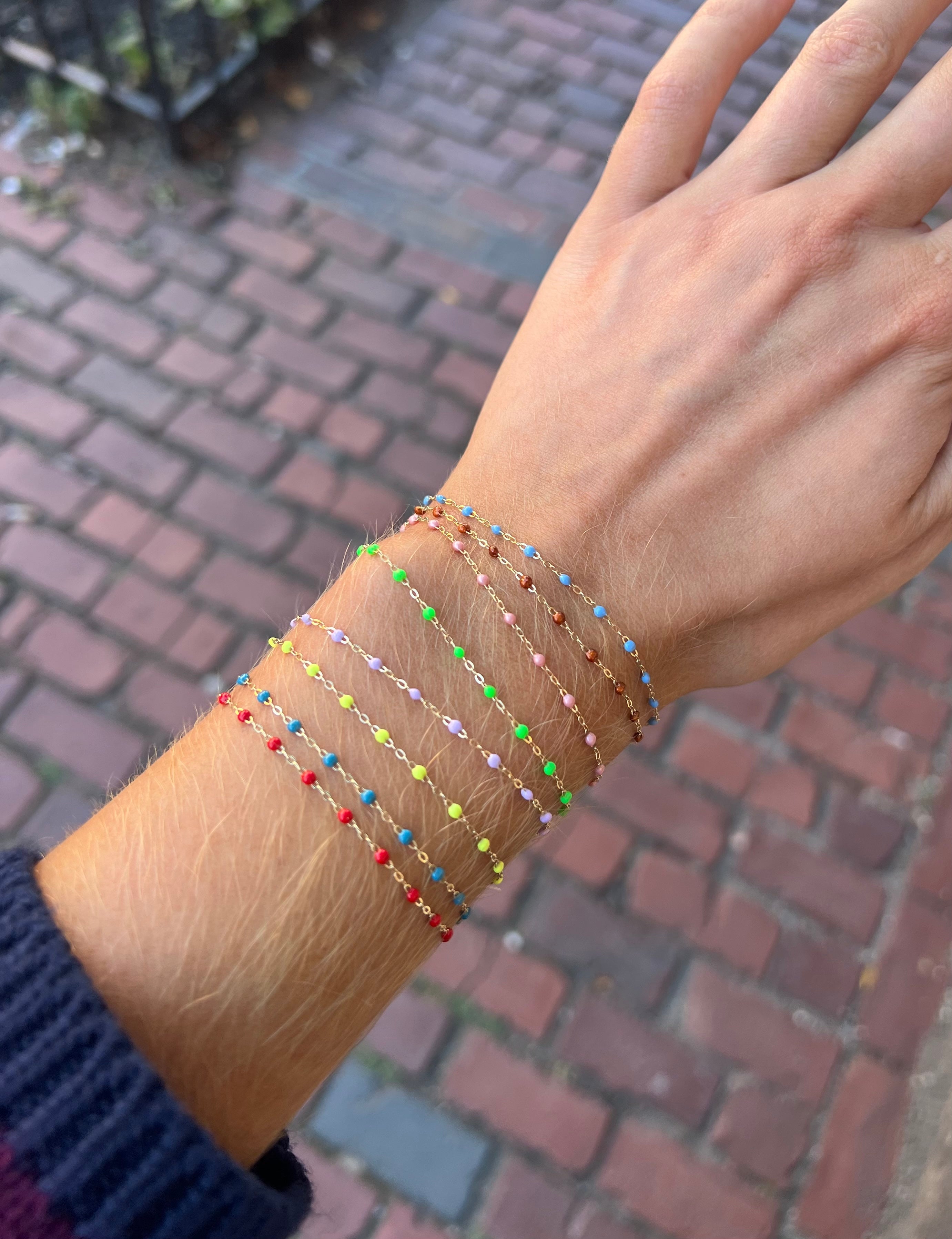 6.7" Classic Gigi Bracelet - Neon + Yellow Gold