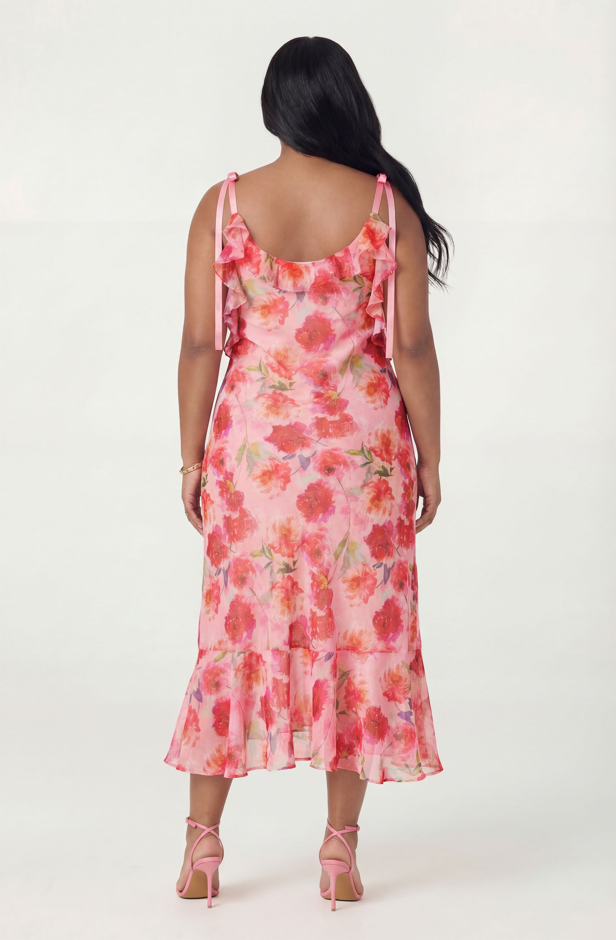 Nissa Floral Ruffle Midi Dress