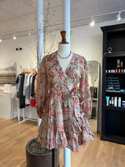 Daylight Mini Wrap Frill Dress - Stamp Floral Sage