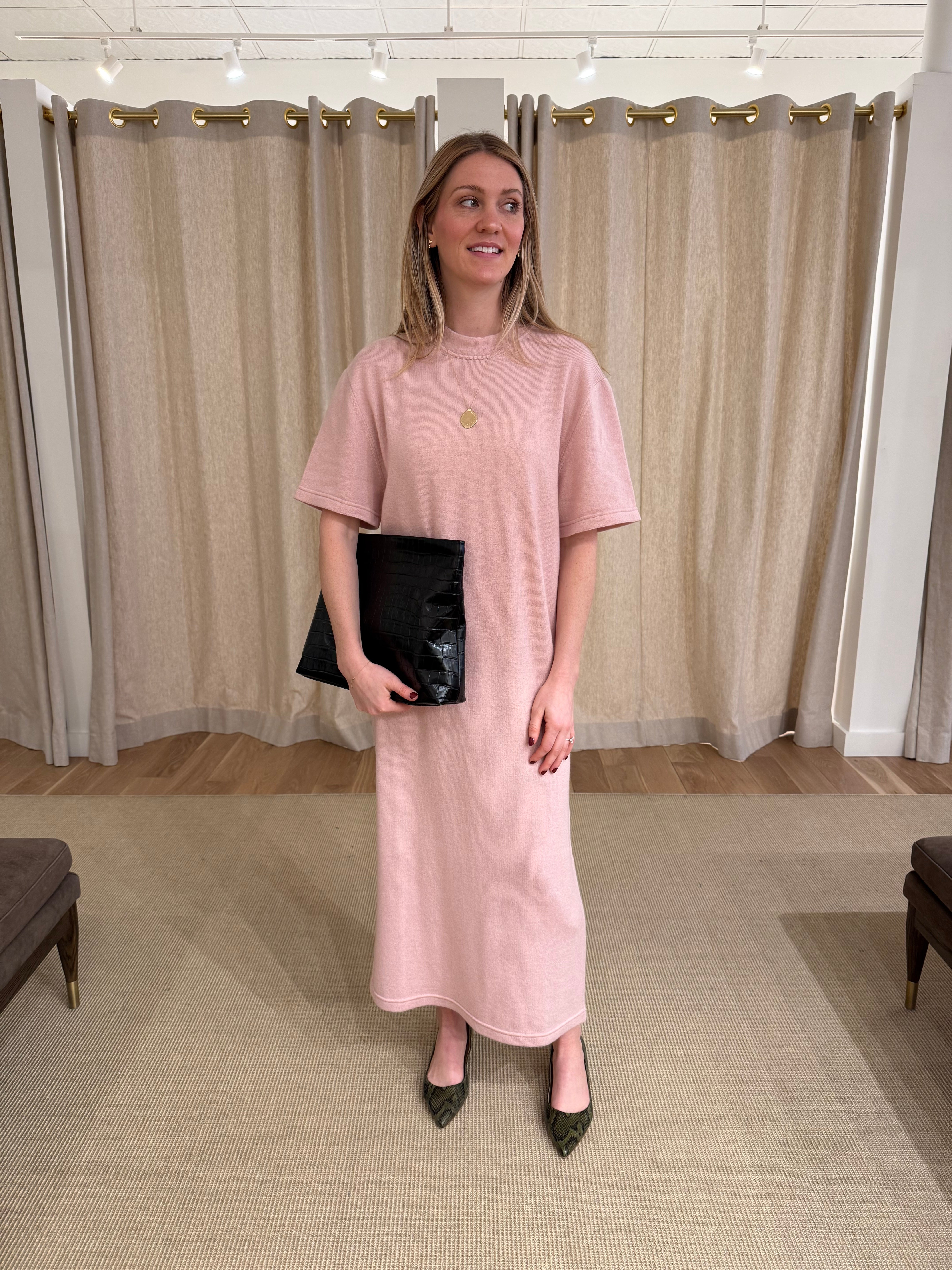 Long T-Shirt Dress - Vintage Pink
