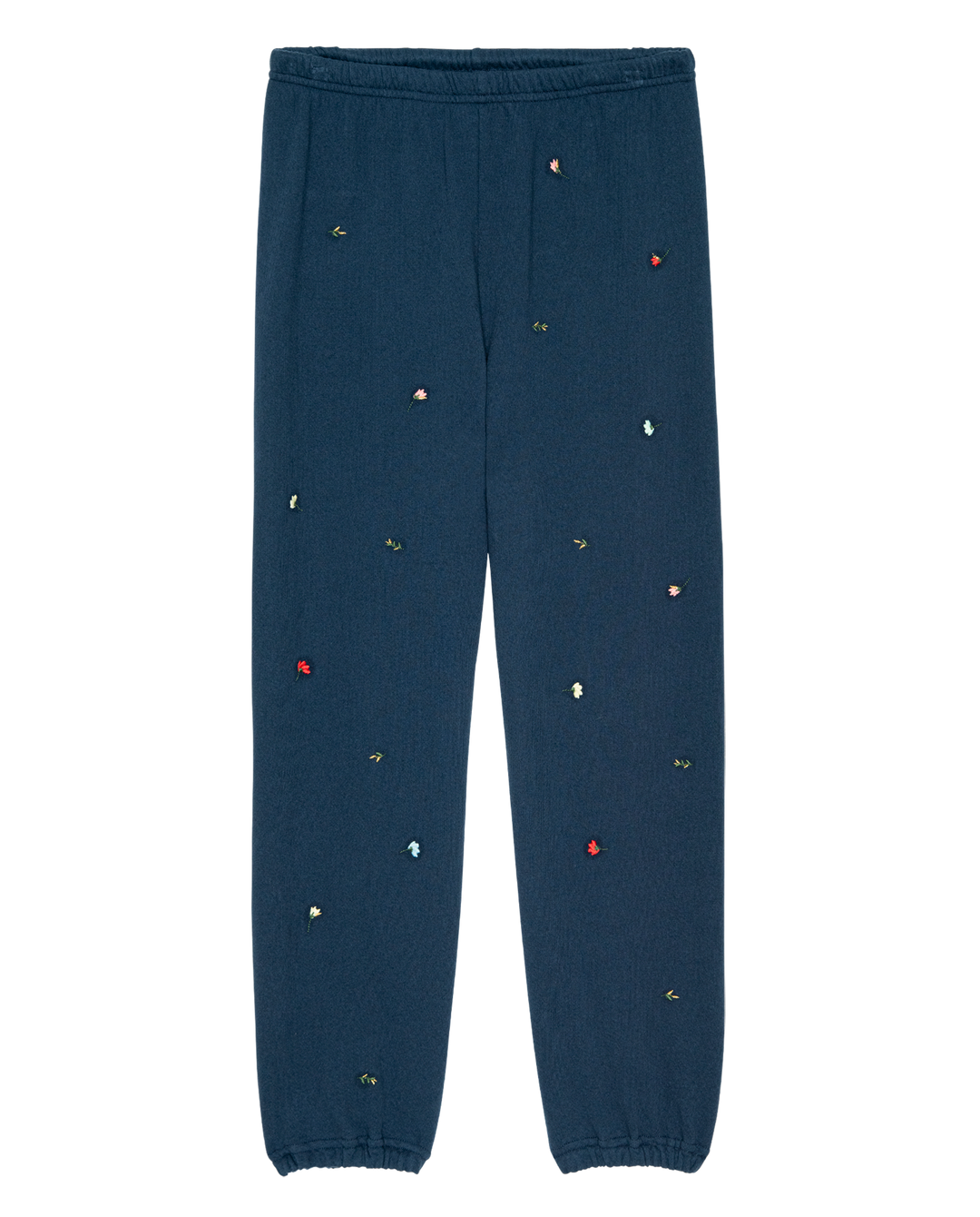 The Stadium Sweatpant - Navy with Tossed Floral Embroidery