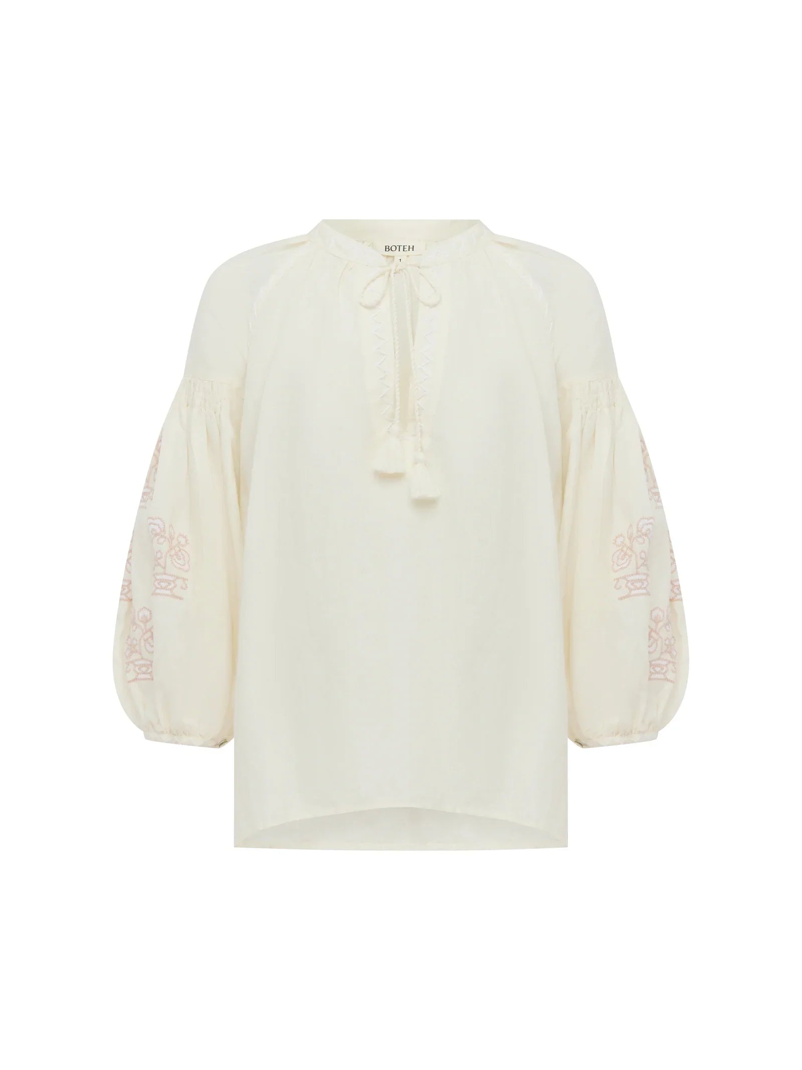Serenia Smock Blouse W Waist Tie - White