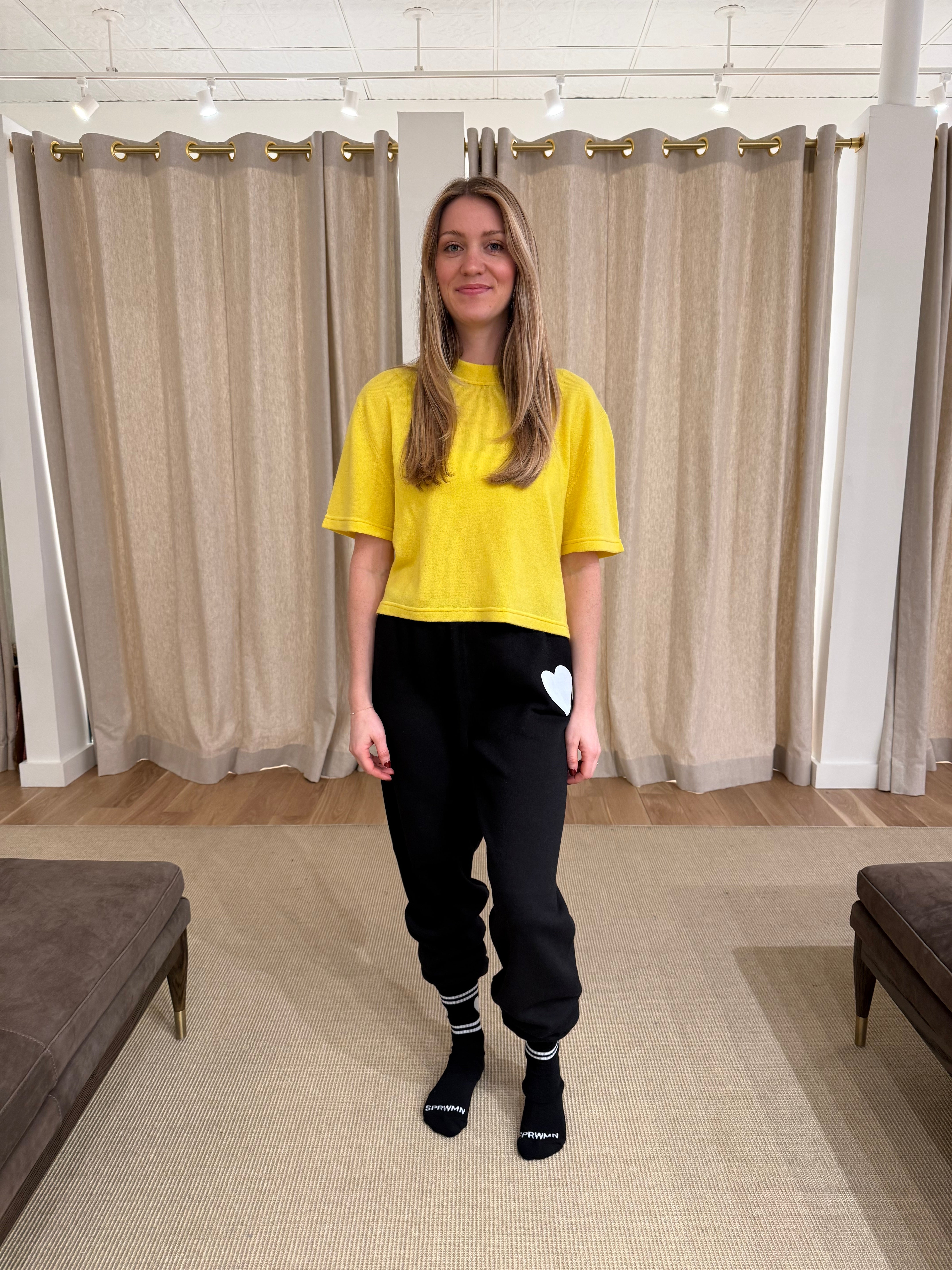Cropped Cashmere T-Shirt - Vivid Yellow