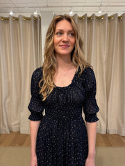 Ischia Dress - Navy Flock Dot (By Phone Order Only)