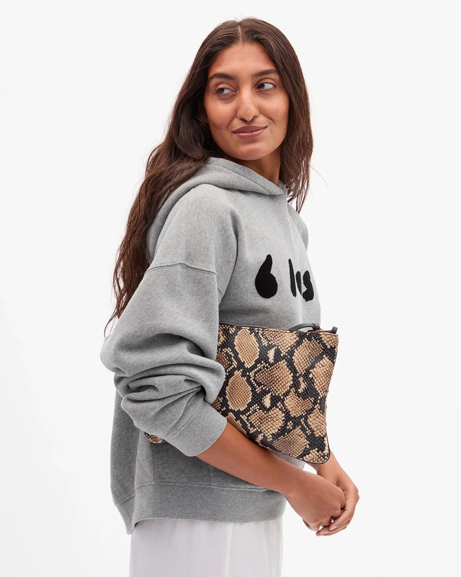 Le Boxy Hoodie - Grey Melange Flocked Blasé
