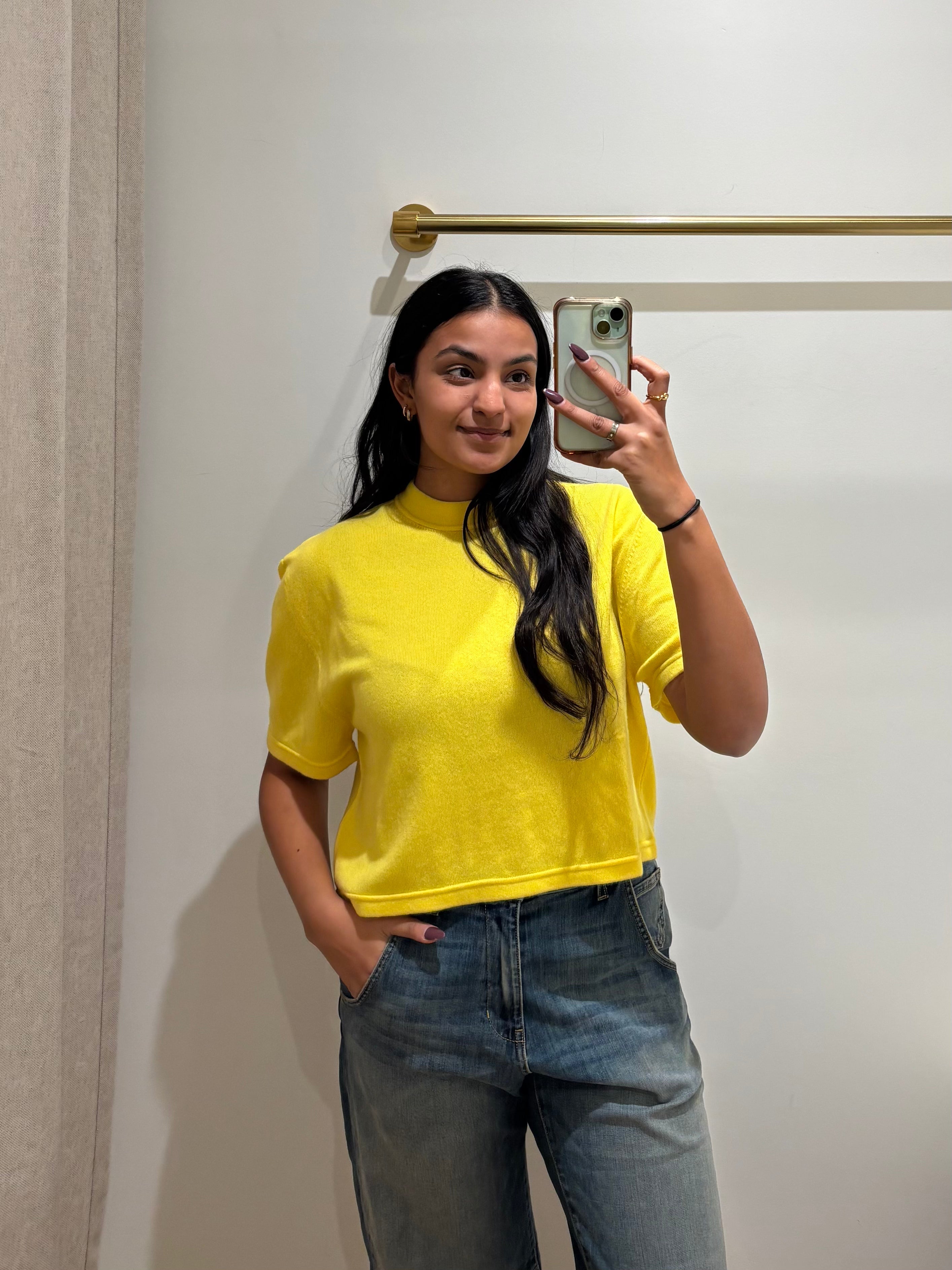 Cropped Cashmere T-Shirt - Vivid Yellow