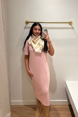 Long T-Shirt Dress - Vintage Pink