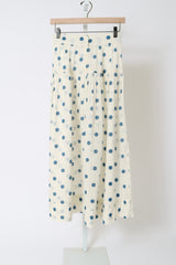 The Highland Skirt - Cream w/ Blue Polka Dots