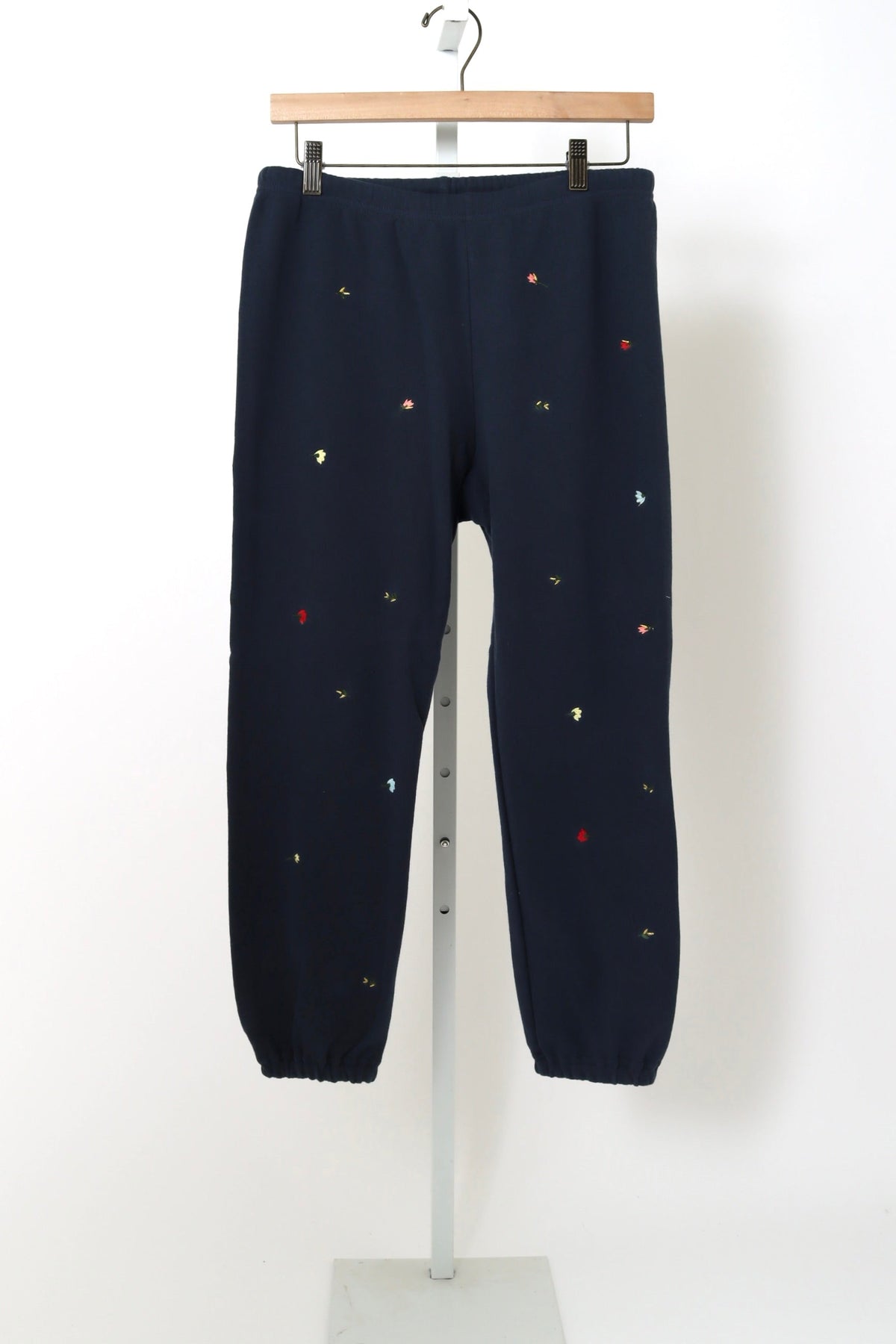 The Stadium Sweatpant - Navy with Tossed Floral Embroidery
