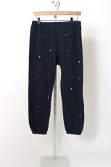 The Stadium Sweatpant - Navy with Tossed Floral Embroidery
