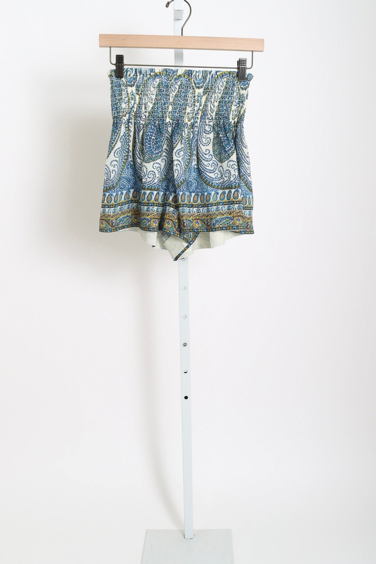 Arcadia Paisley Shirred Waist Short - Lazuli