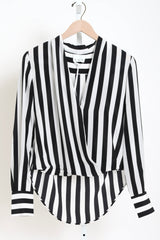 Criss Cross Shirt - White/Black Stripes