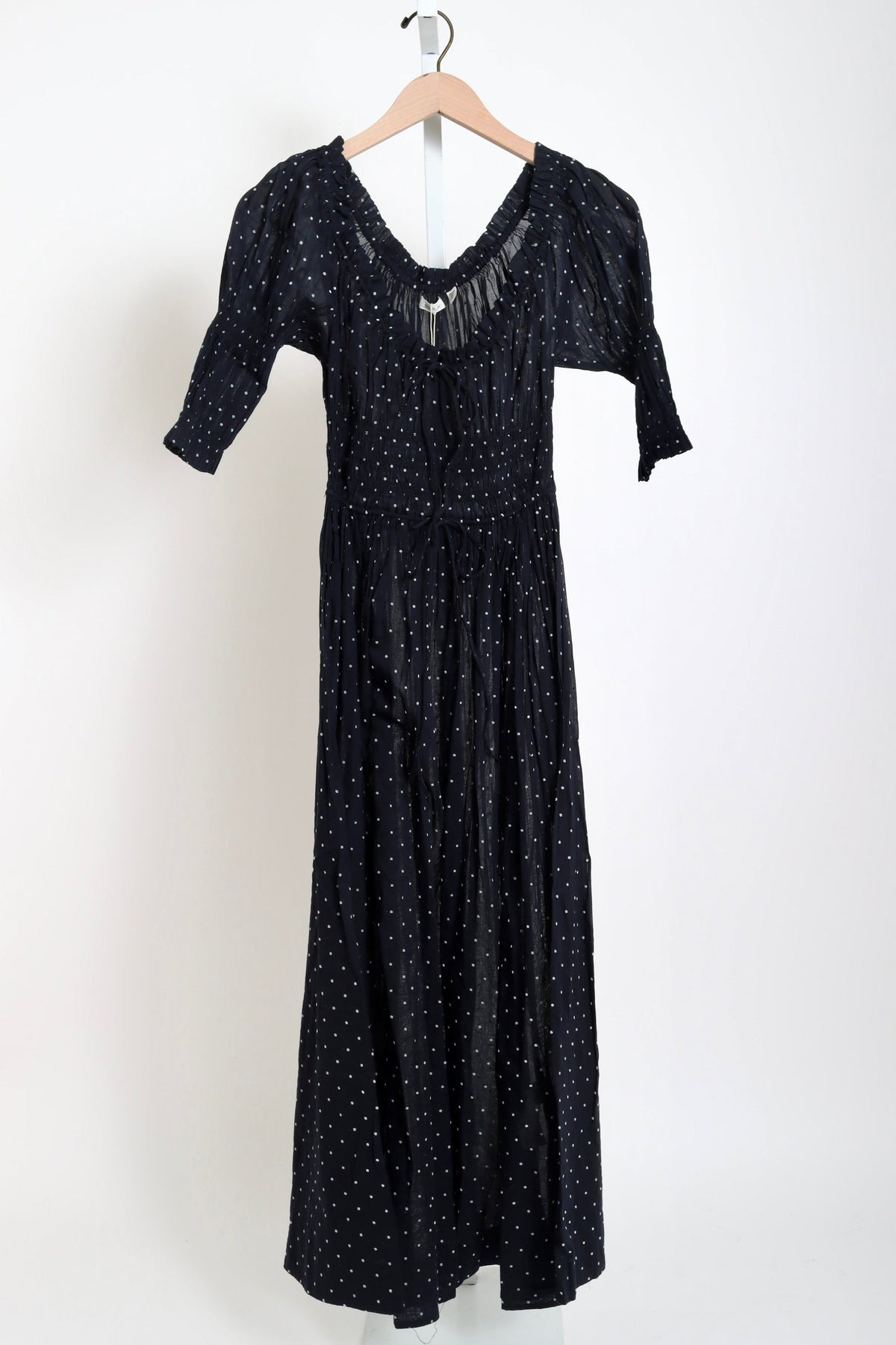 Ischia Dress - Navy Flock Dot (By Phone Order Only)