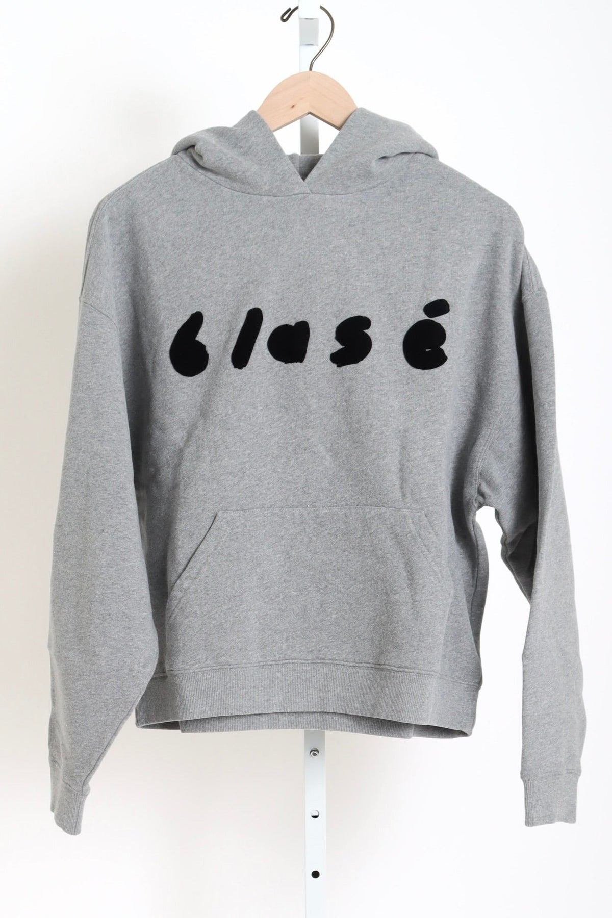 Le Boxy Hoodie - Grey Melange Flocked Blasé