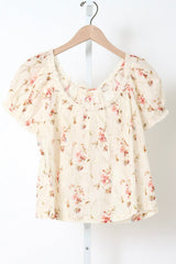 Frederica Top - Blanc Prairie Rose (By Phone Order Only)
