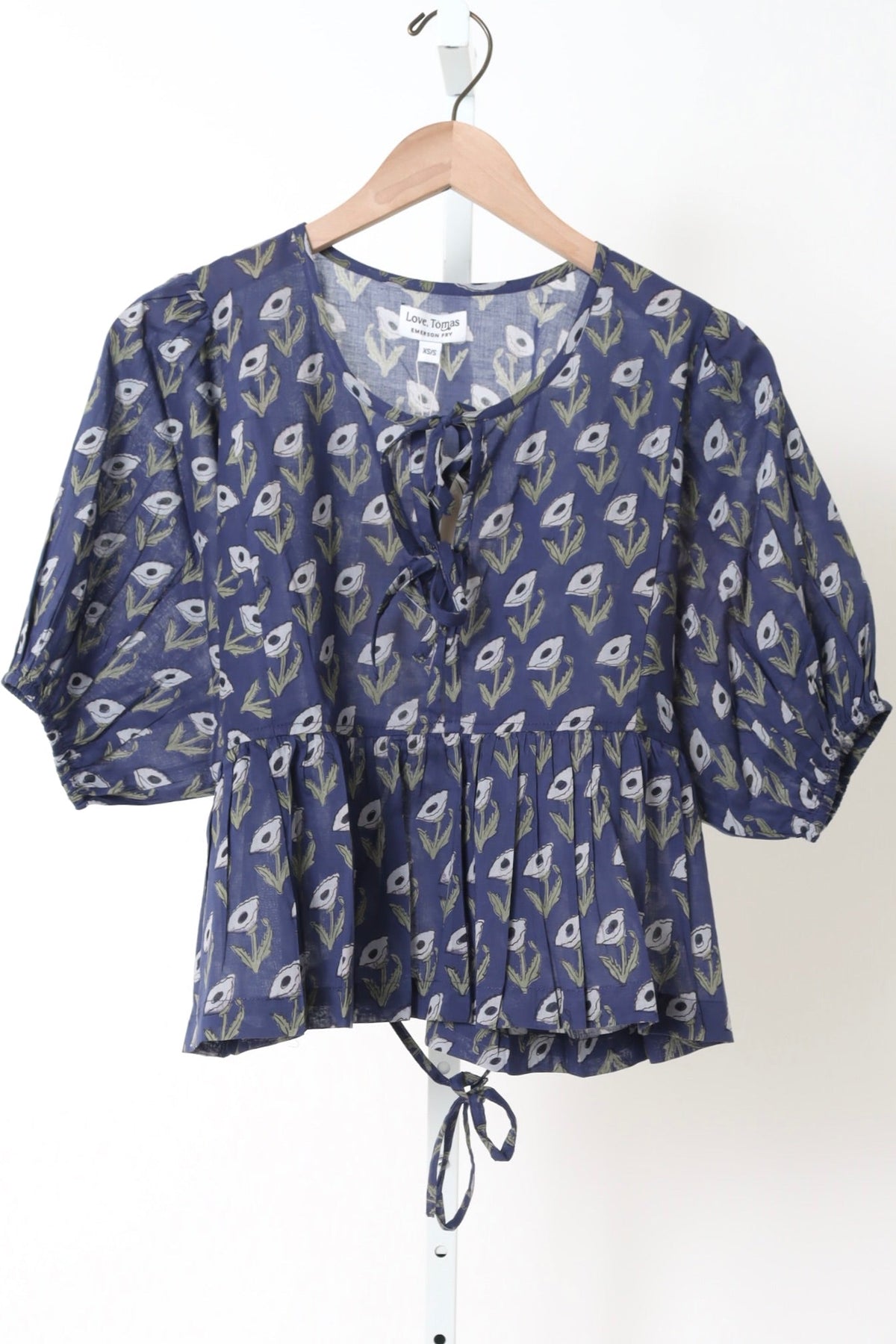 Bastian Top - Pressed Poppies Blue Indigo Organic