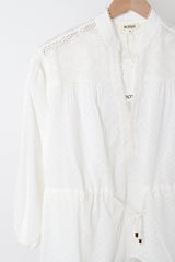 Serenia Smock Blouse W Waist Tie - White