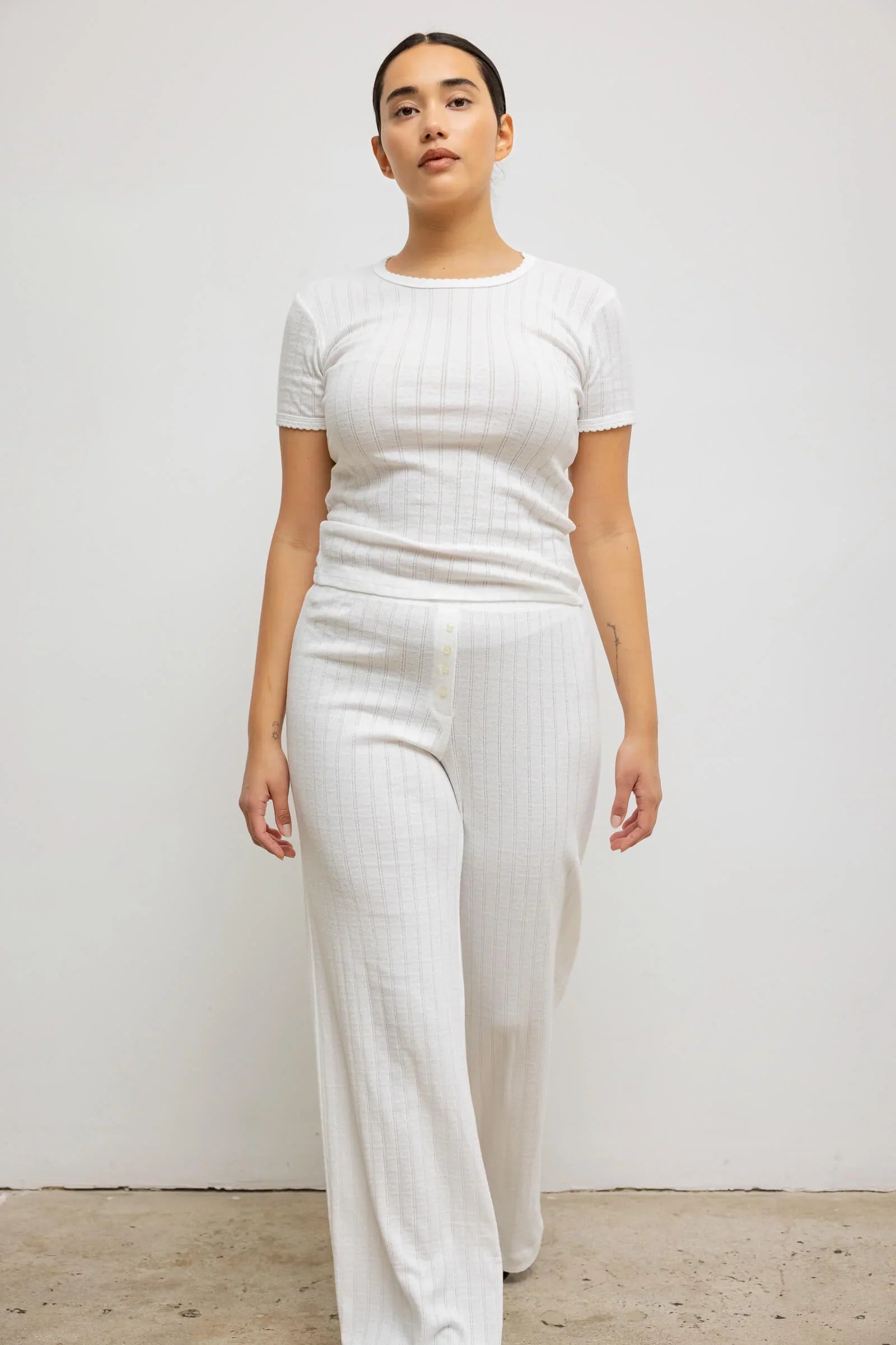 Pointelle Boxer Pant - White