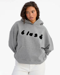 Le Boxy Hoodie - Grey Melange Flocked Blasé