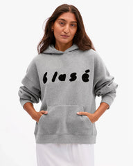 Le Boxy Hoodie - Grey Melange Flocked Blasé