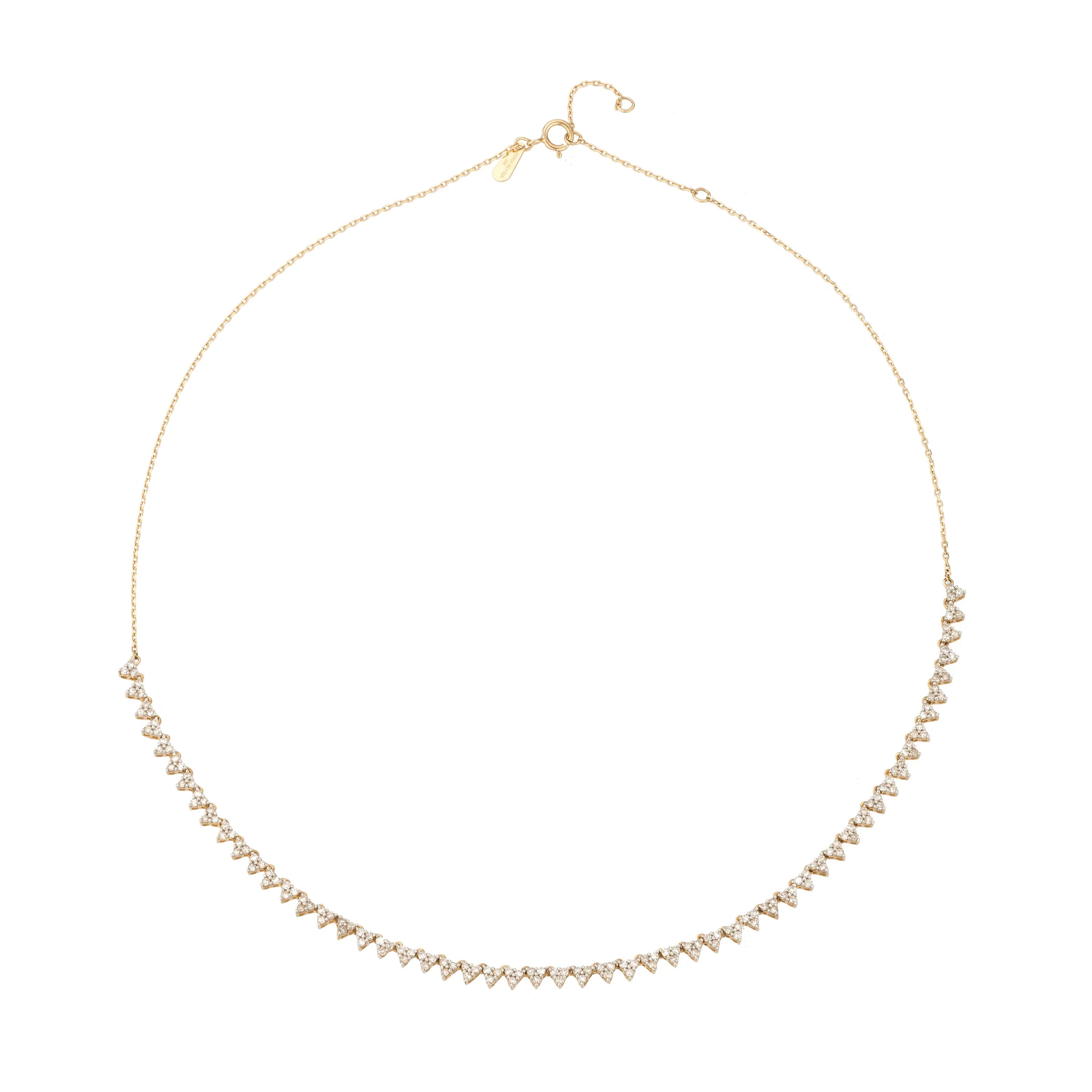 Diamond Cluster Half Riviera Necklace - 14K Yellow Gold (By Special Order)