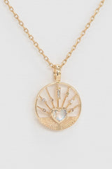 Moonstone Heart Medal and Chain Necklace