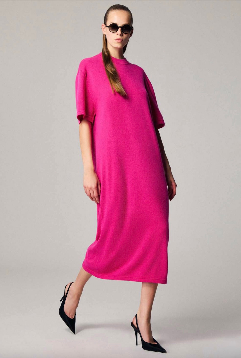 Long T-Shirt Dress - Vintage Pink