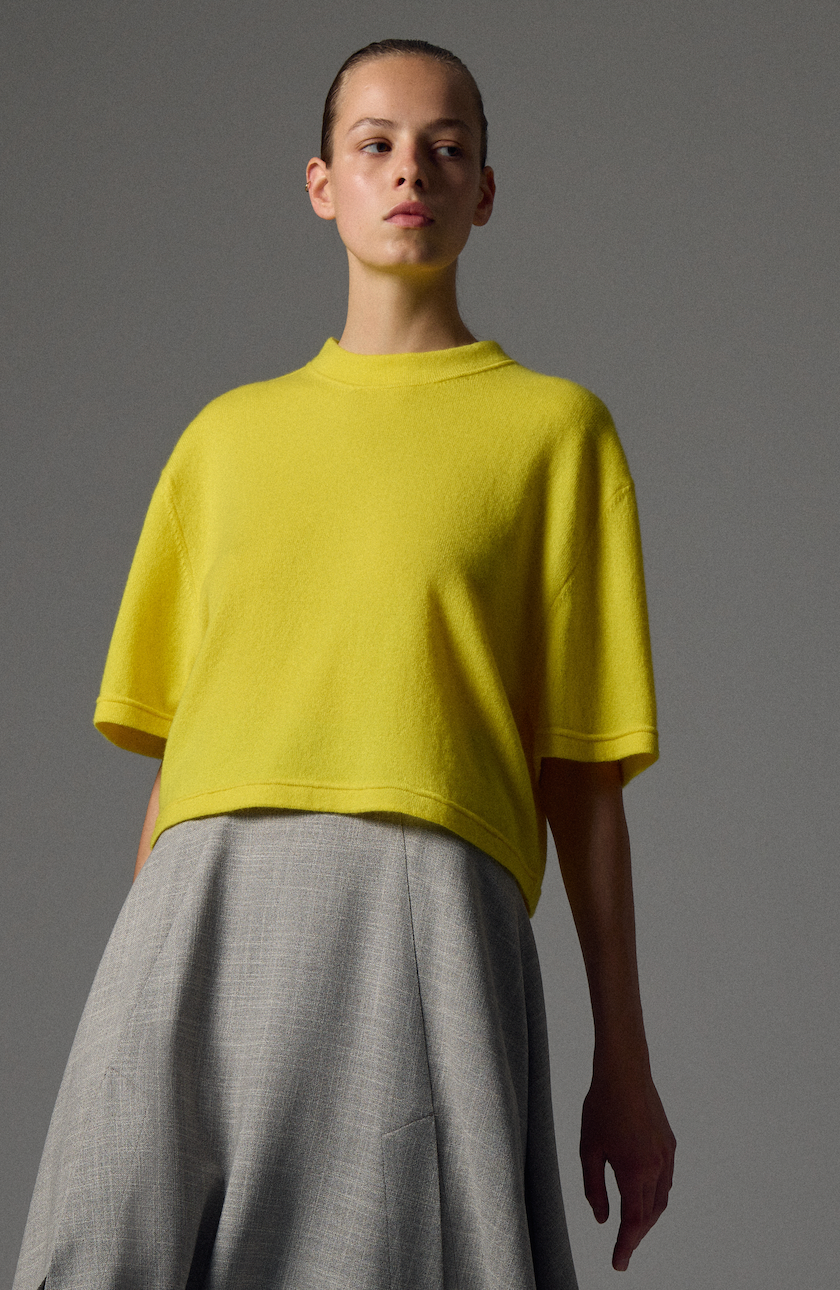 Cropped Cashmere T-Shirt - Vivid Yellow