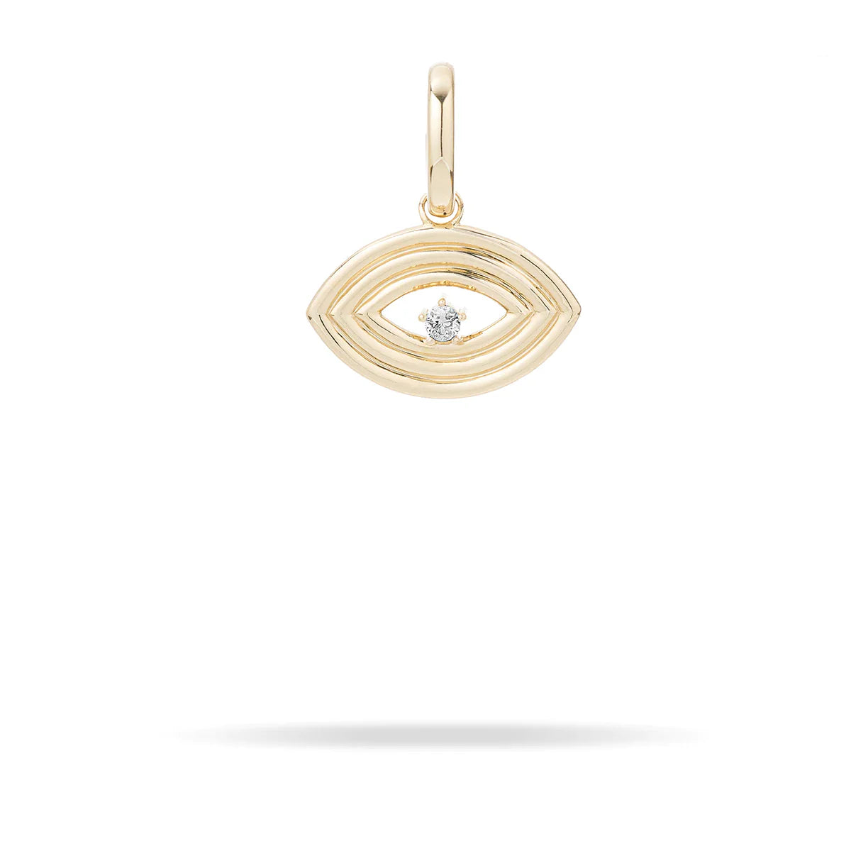 Groovy Large Diamond Evil Eye Charm - 14K Yellow Gold (By Special Order)