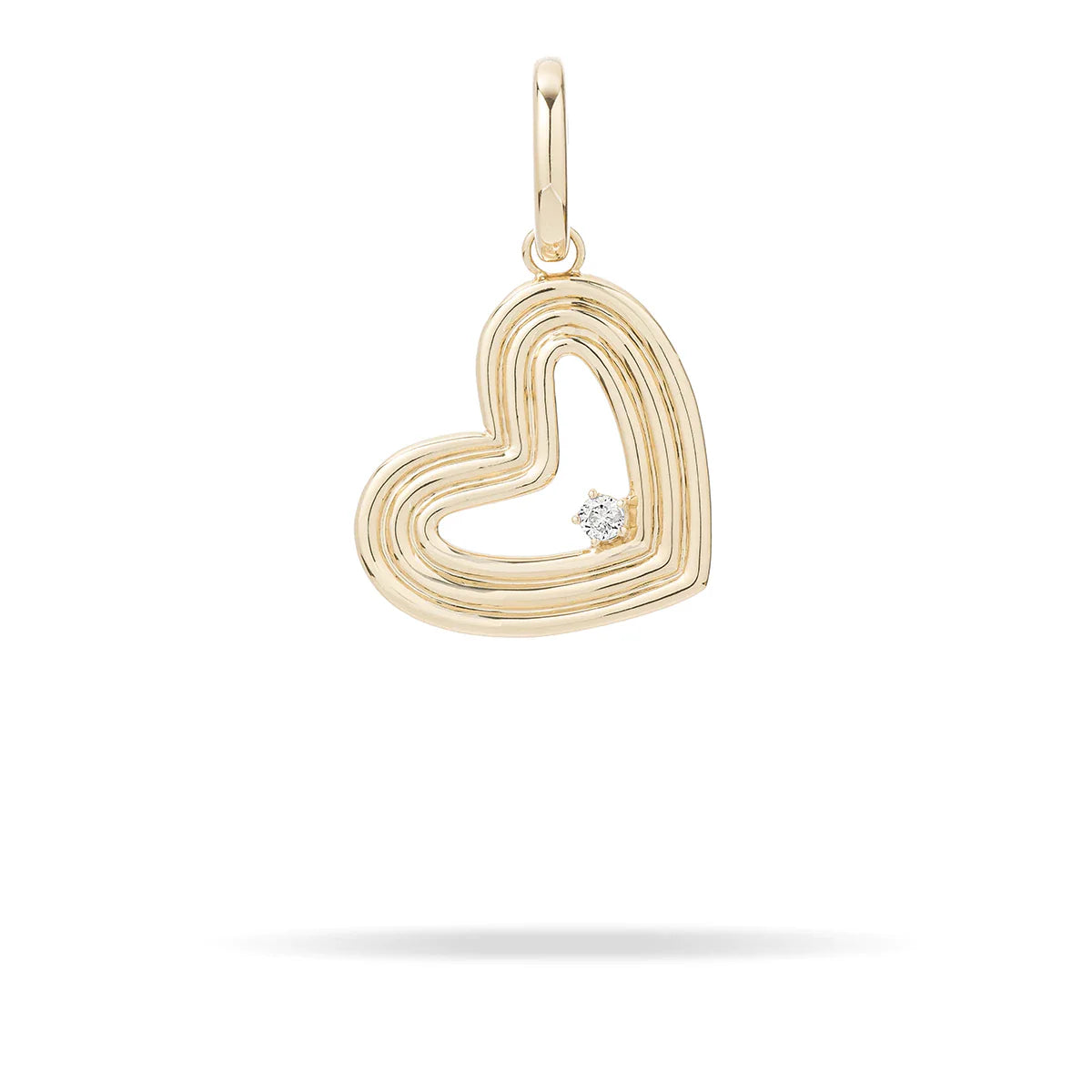 Groovy Large Diamond Heart Charm - 14K Yellow Gold (By Special Order)
