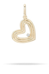 Groovy Large Diamond Heart Charm - 14K Yellow Gold (By Special Order)